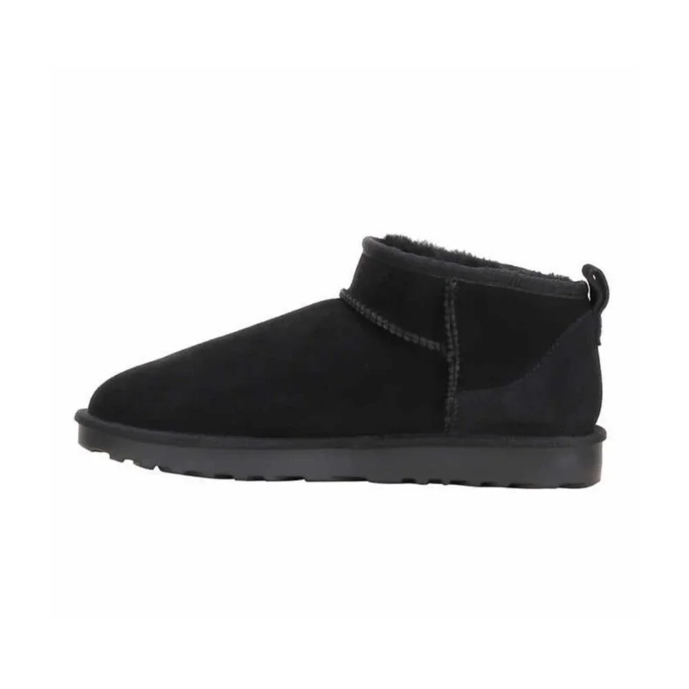 KS Fur Girls 4 Mini Ankle Boots Shearling Sheepskin Suede Slip-on Winter Shoe